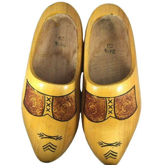 Old Vintage Dutch Wooden Shoes Hand Carved Hand Painted Clogs Holland 24.5 cm 38 - Picture 5 of 12